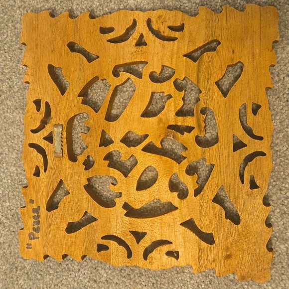 3 Piece Hand Carved Wood Chinese Wall Decor - Picture 5 of 7